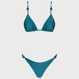 Turquoise Ruffled Triangle Bikini