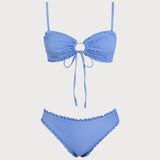 Blue Ruffled Wrinkle Bikini Set