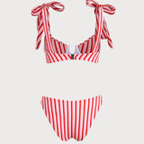 Rožinis Juostuotas Bikini Komplektas