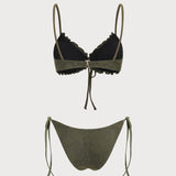 Armijos Žalios Jacquard Bikini Rinkinys