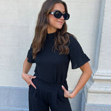 JULIE RUFFLE TOP BLACK
