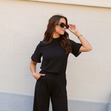 JULIE RUFFLE TOP BLACK