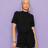 JULIE SHORT SLEEVE TOP BLACK