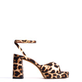 Jolie 85 Leopard Print Satin Platform Shoes