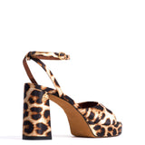 Jolie 85 Leopard Print Satin Platform Shoes