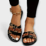 Mona – Sandale slide cu imprimeu leopard