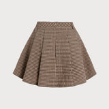 Rudas Plaid Suknelė" can be rewritten as "Brown Plaid Dress.