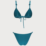 Turquoise Ruffled Triangle Bikini