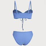Blue Ruffled Wrinkle Bikini Set