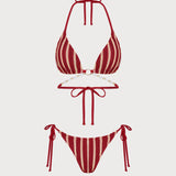 Raudonas O-žiedas kontrastingas bikini rinkinys