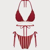 Raudonas O-žiedas kontrastingas bikini rinkinys