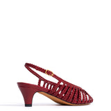 Carminho 40 Handcrafted Leather Garnet with Crochet Detailing