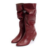 Jasmina 50 Stiletto Soft Suede and Velvet Leather Heels - Garnet