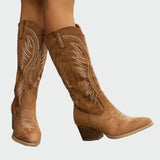 Neža | Cowboy Boots Adorned with Pearls and Elegant Embroidery
