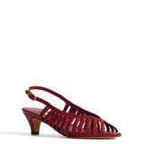 Carminho 40 Handcrafted Leather Garnet with Crochet Detailing