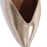 Vintage Champagne Trini 40 Stiletto Lizard Metal Goat