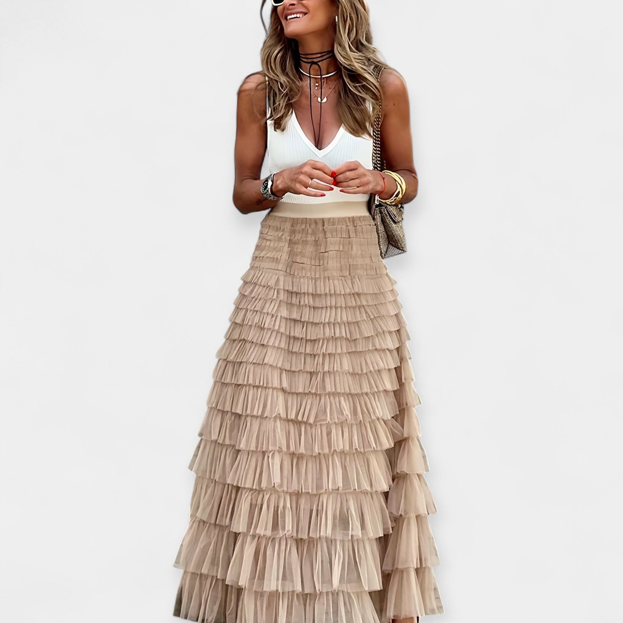 Nina | Boho sijonas su tinkliniais kraštais