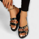 Mona – Sandale slide cu imprimeu leopard