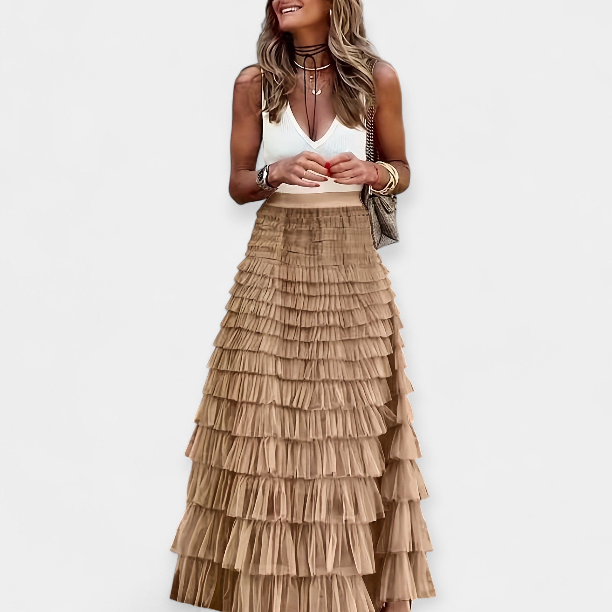 Nina | Boho sijonas su tinkliniais kraštais