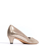 Vintage Champagne Trini 40 Stiletto Lizard Metal Goat
