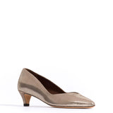 Vintage Champagne Trini 40 Stiletto Lizard Metal Goat