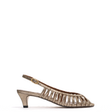 Carminho 40 Stiletto Heels in Metallic Vintage Champagne Goat Leather