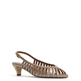 Carminho 40 Stiletto Heels in Metallic Vintage Champagne Goat Leather