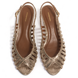 Carminho 40 Stiletto Heels in Metallic Vintage Champagne Goat Leather