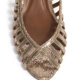 Carminho 40 Stiletto Heels in Metallic Vintage Champagne Goat Leather