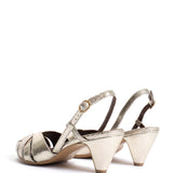 50 Stiletto Banie Champagne - Cracked Metallic Goat Leather