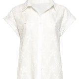 Blouse Met Bloemen Borduursel En Korte Mouwen | White