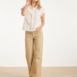 Blouse Met Bloemen Borduursel En Korte Mouwen | White