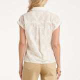 Blouse Met Bloemen Borduursel En Korte Mouwen | White