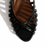 Carminho 40 Black Stiletto Polished Pleated Goat Leather