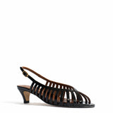 Carminho 40 Black Stiletto Polished Pleated Goat Leather