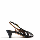 Carminho 40 Black Stiletto Polished Pleated Goat Leather
