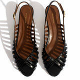 Carminho 40 Black Stiletto Polished Pleated Goat Leather