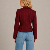 Raudona Plaid Dvigubo Uždarymo Striukė