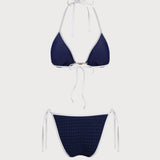 Kontrastingas mėlynas halter tipo bikini rinkinys