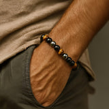 Bracelet "3 Protections" en Oeil de Tigre, Hématite & Obsidienne Noire - larbredeschakras.com
