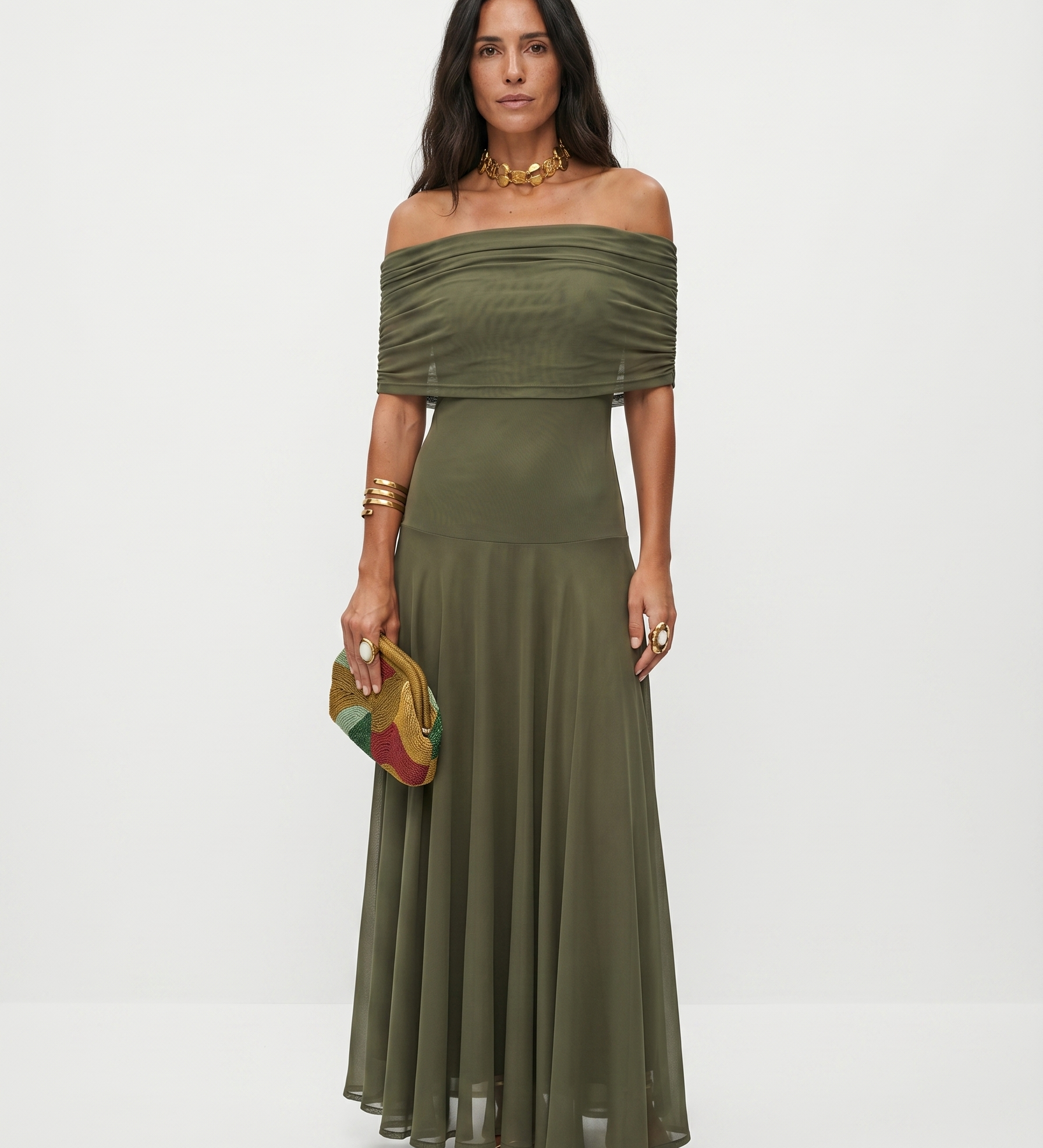 Elegantiška minimalistinio stiliaus maxi suknelė