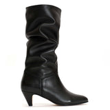 Jasmina 50 Black Stiletto Soft Calfskin and Suede Heels
