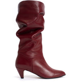 Jasmina 50 Stiletto Soft Suede and Velvet Leather Heels - Garnet