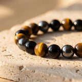 Bracelet "3 Protections" en Oeil de Tigre, Hématite & Obsidienne Noire - larbredeschakras.com