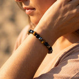 Bracelet "3 Protections" en Oeil de Tigre, Hématite & Obsidienne Noire - larbredeschakras.com