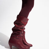 Jasmina 50 Stiletto Soft Suede and Velvet Leather Heels - Garnet