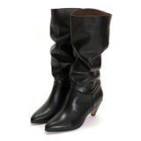 Jasmina 50 Black Stiletto Soft Calfskin and Suede Heels