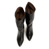 Jasmina 50 Black Stiletto Soft Calfskin and Suede Heels