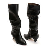 Jasmina 50 Black Stiletto Soft Calfskin and Suede Heels