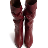 Jasmina 50 Stiletto Soft Suede and Velvet Leather Heels - Garnet